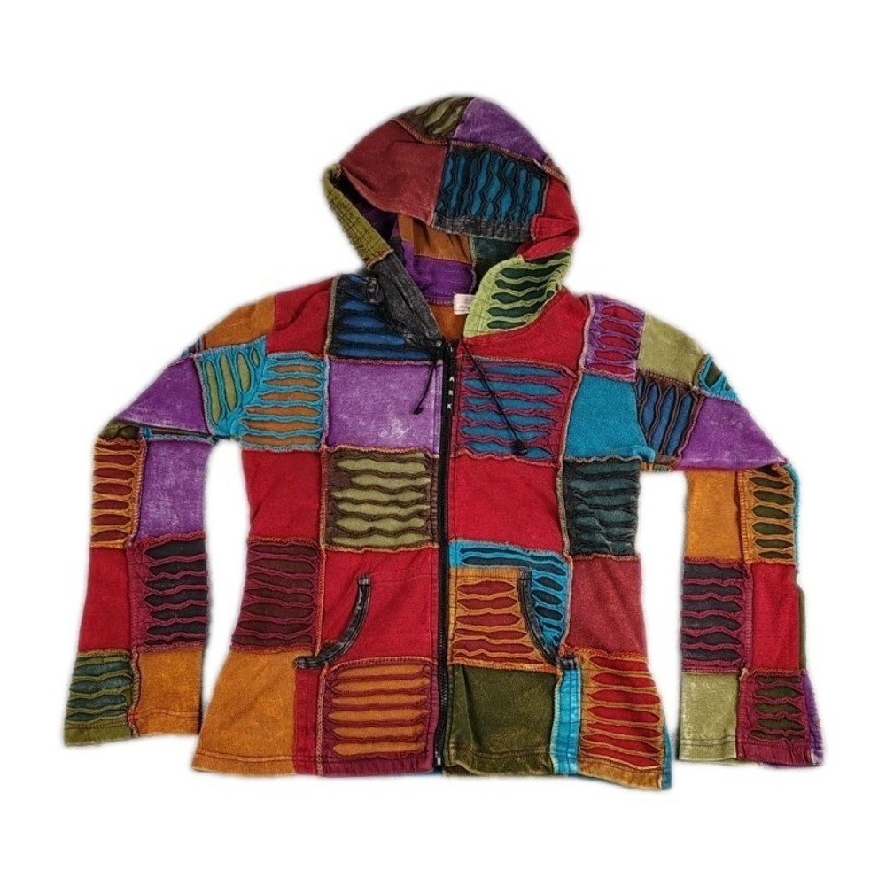 Ark Imports Hoodie Womens Small Multicolor Boho Hipster Full Zip